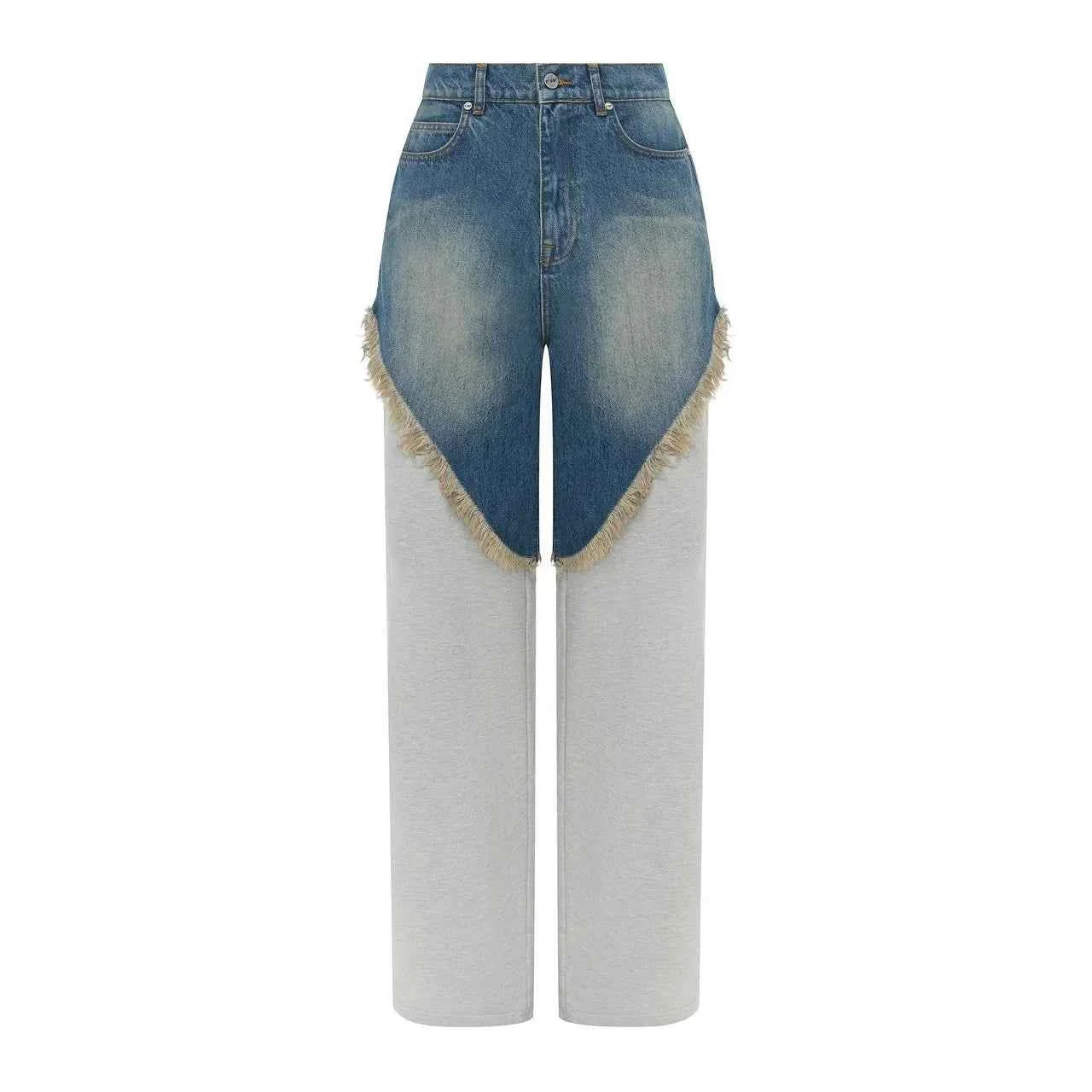 Distressed Patchwork Wide Leg Denim Pants