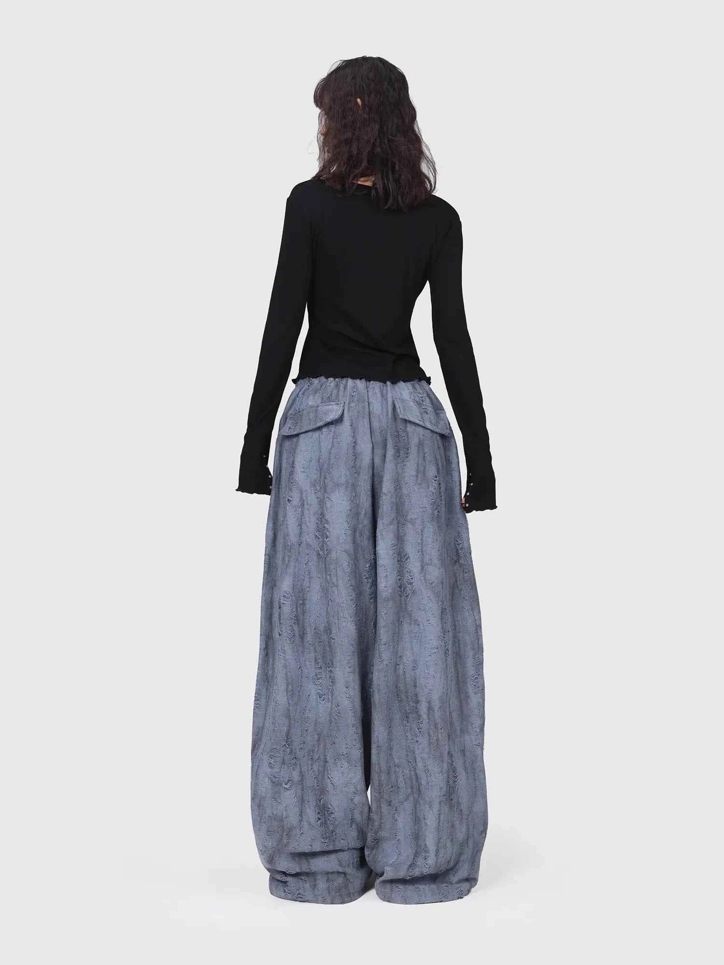 Smog Blue Wasteland Ripped Jazz Pants