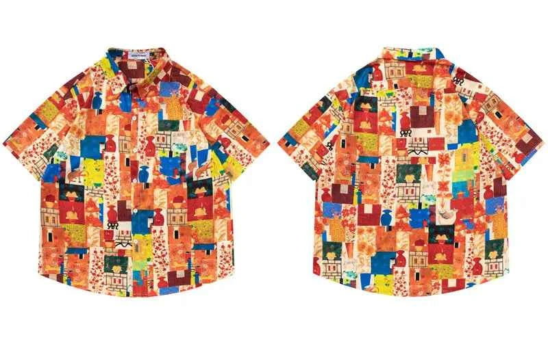 Y2K Retro Chic Graphic Print Beach Shirt