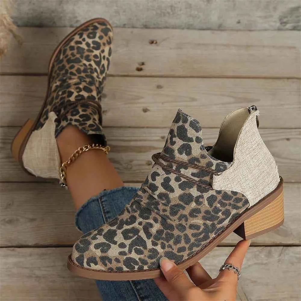 Y2K Classic Leopard Ankle Short Boot