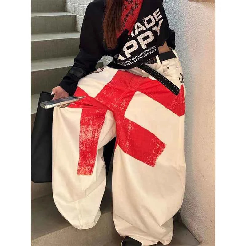 Y2K Vintage White Japanese Style Wide Leg Denim Jeans