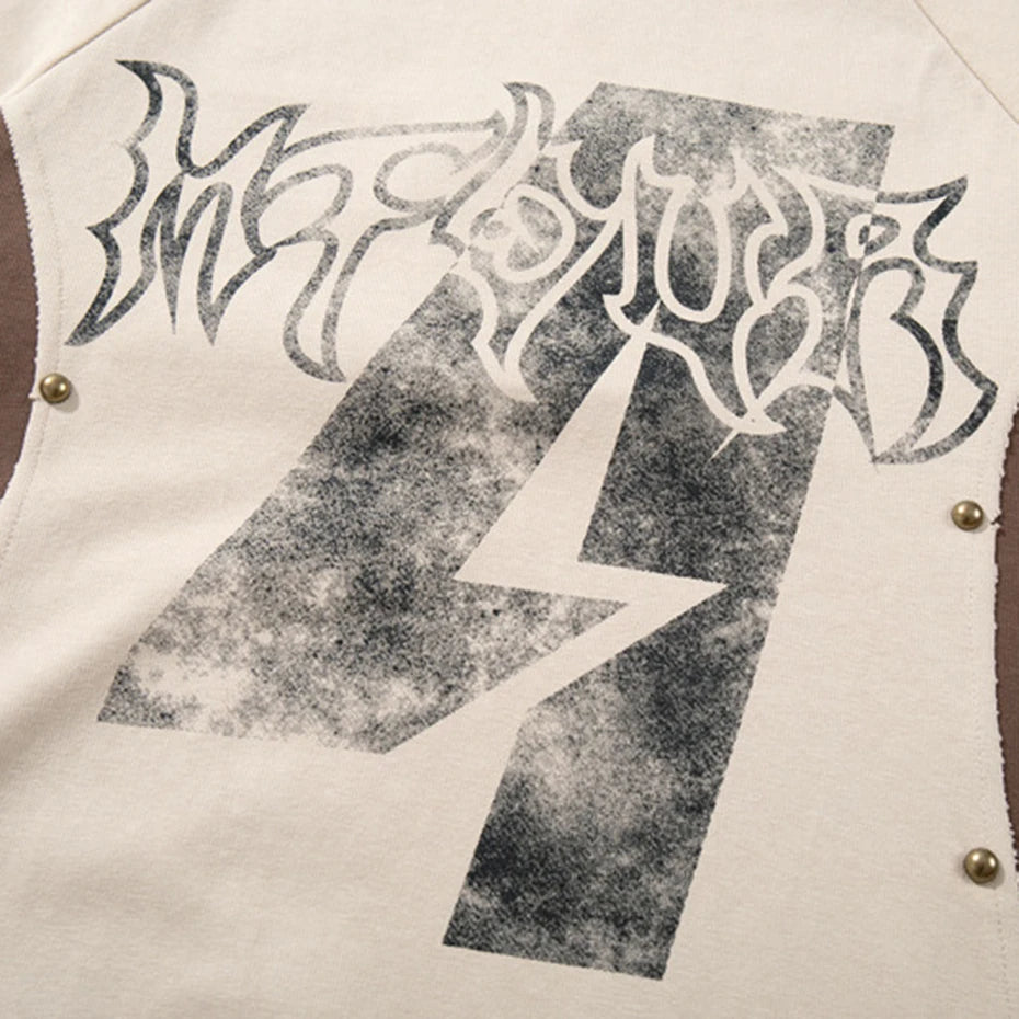 Rivet Patchwork Streetwear Oversized T-Shirts