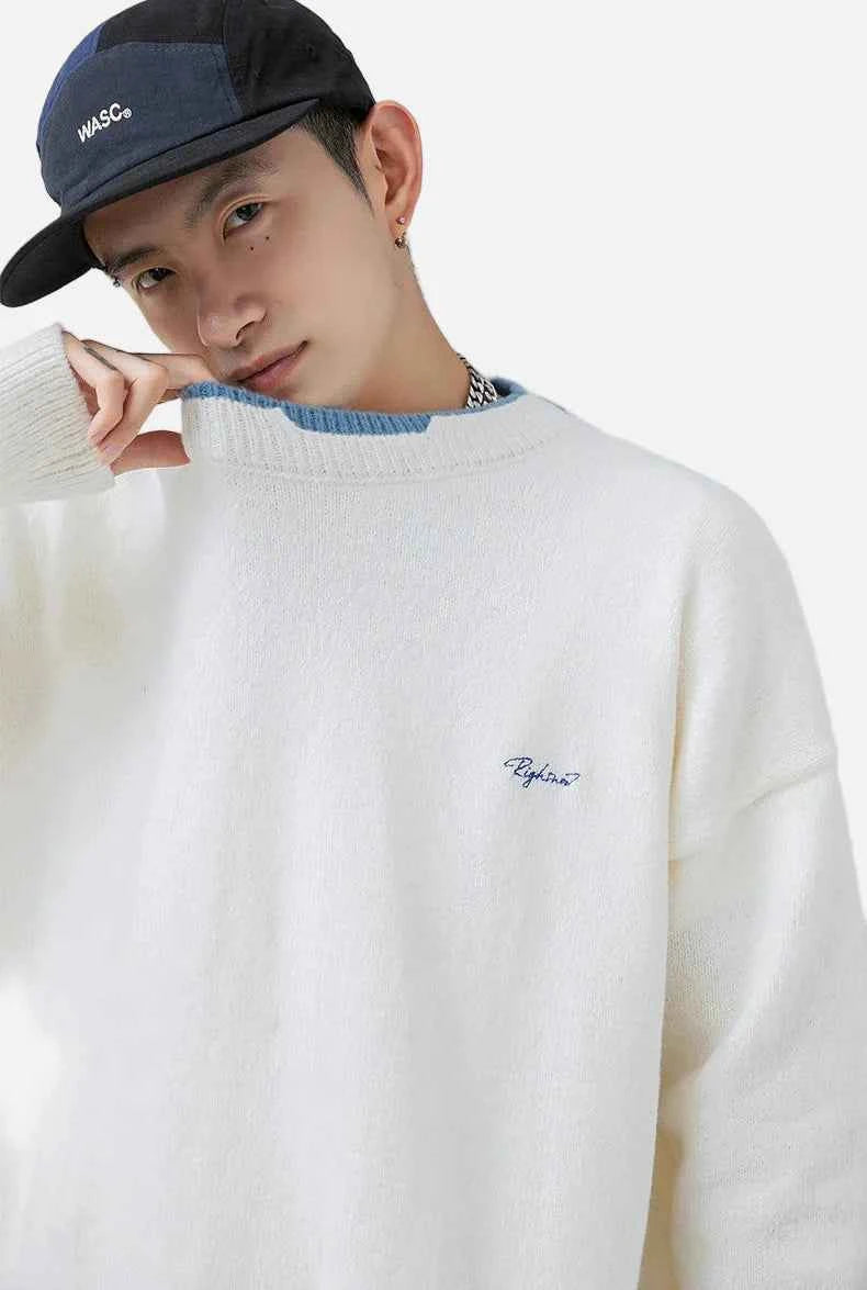 Y2K Soloid Color Patchwork Ripped Knit Sweater