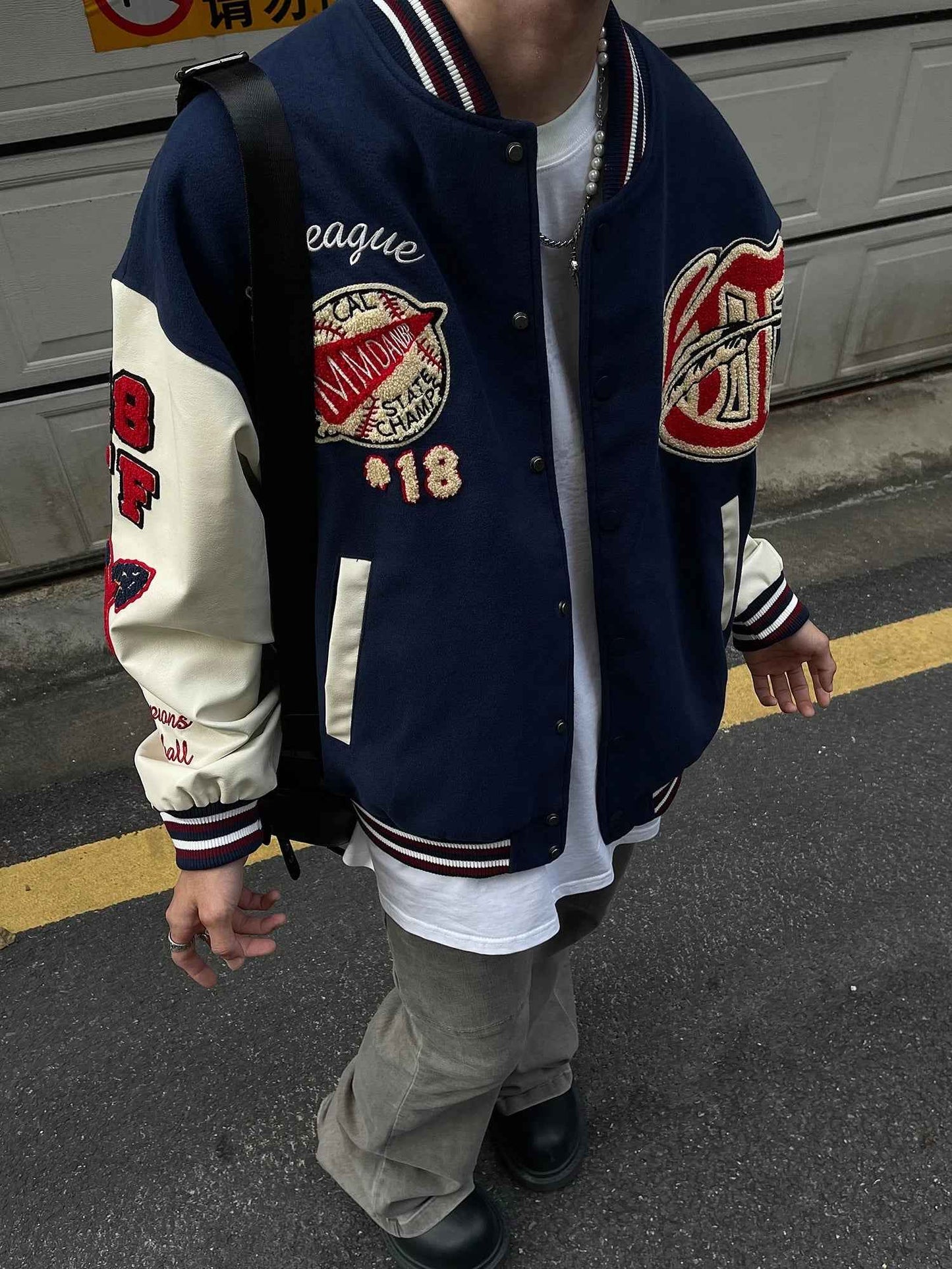 Vintage Embroidered Baseball Patchwork Varsity Jacket