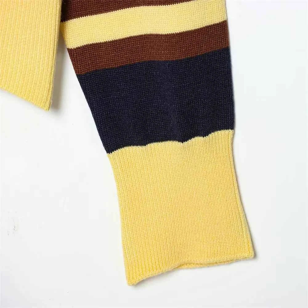 Premium Hip Hop Striped Knitted Polo Sweater
