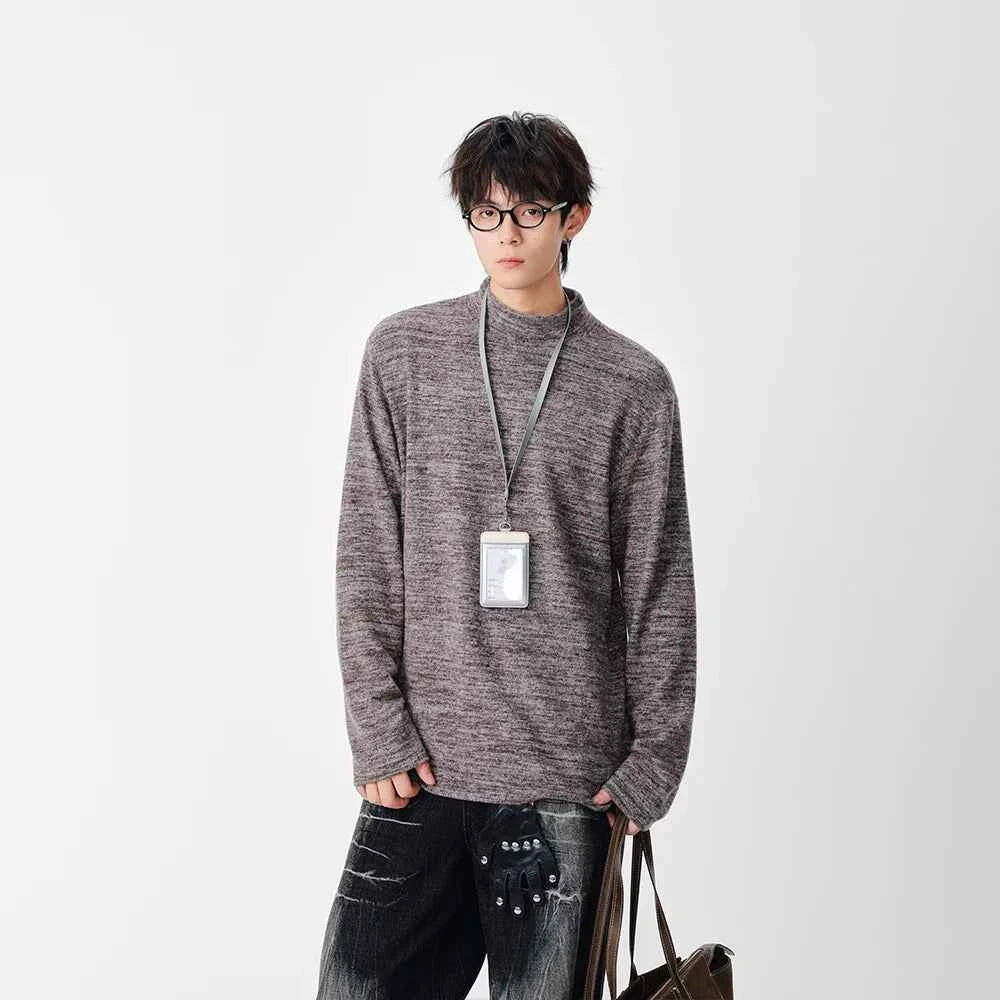 Lightweight Textured Knit Mock Neck Sweater