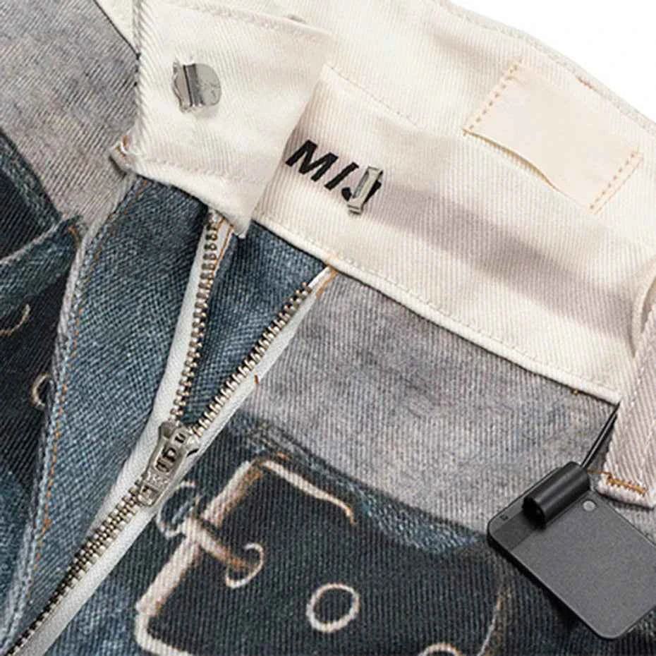 Y2K Streetwear Blue Graphic Baggy Hip Hop Jeans