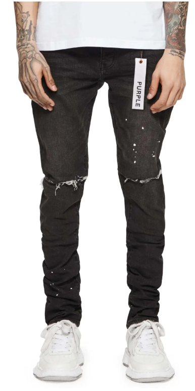 PURPLE Jeans Distressed Paint Splatter Slim
