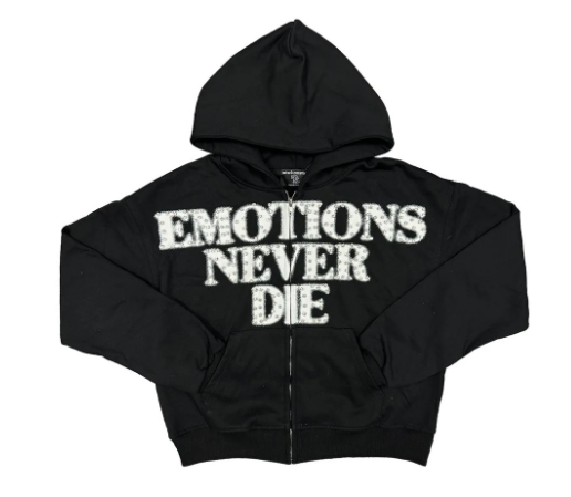 MIXED EMOTIONS Hoodie Emotions Never Die Typography ZipUp