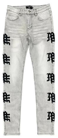 MIXED EMOTIONS Jeans Graphic Logo Light Wash
