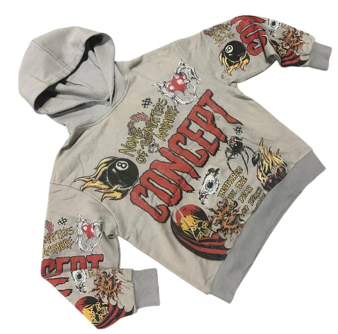 CONCEPT Hoodie Graffiti Flame Graphic