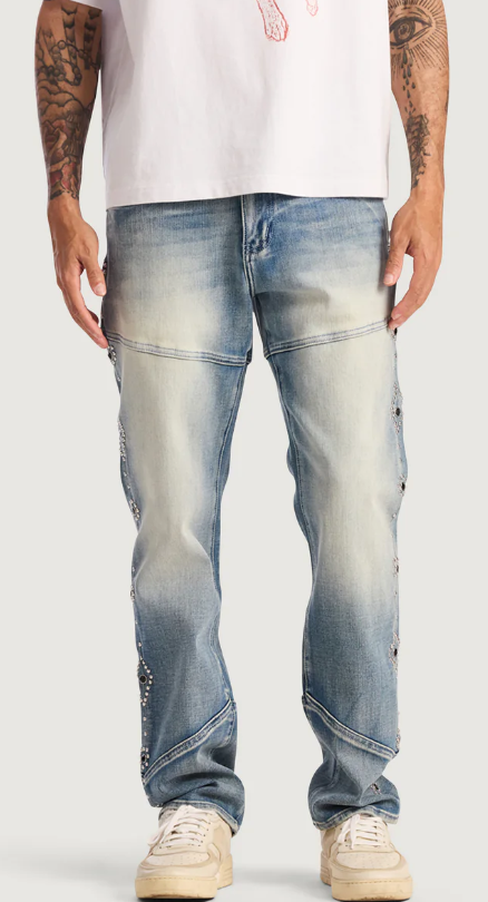 EMBELLISH Jeans Panel Distressed Light Wash