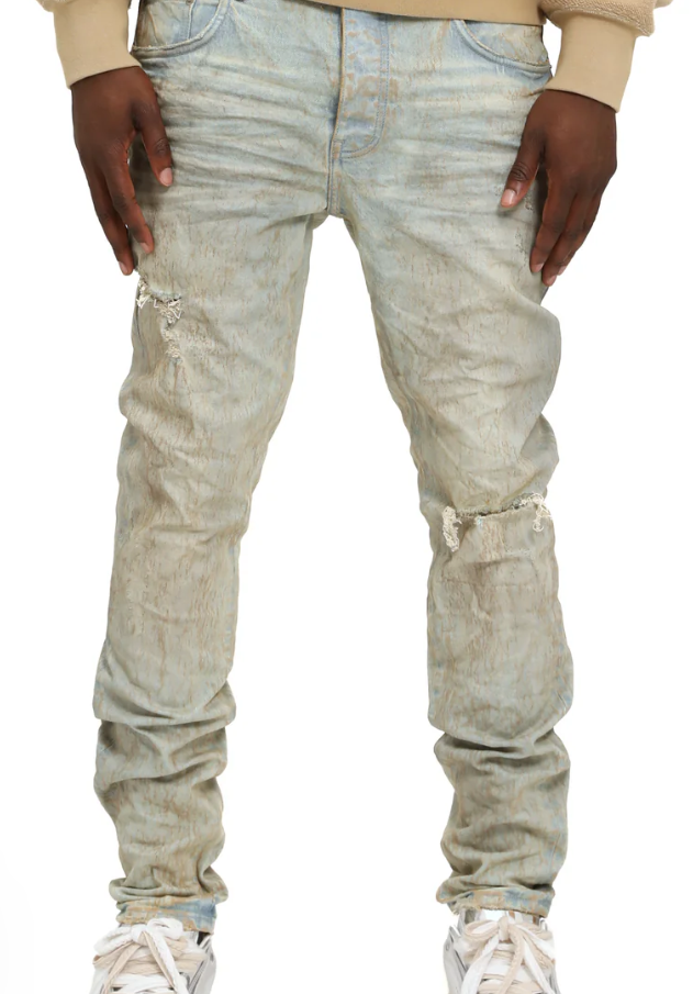PURPLE Jeans Distressed Crinkled Light Wash