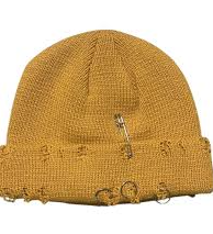 THE SYNDICATE Beanie Distressed Raw Edge Knit