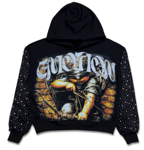 MIXED EMOTIONS Hoodie Vintage Child Graphic Rhinestone