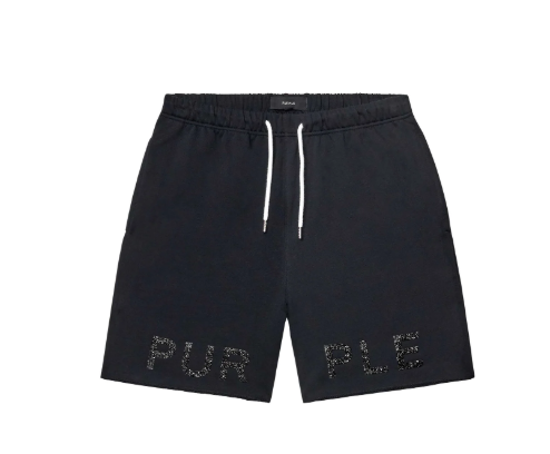 PURPLE Shorts Rhinestone Logo