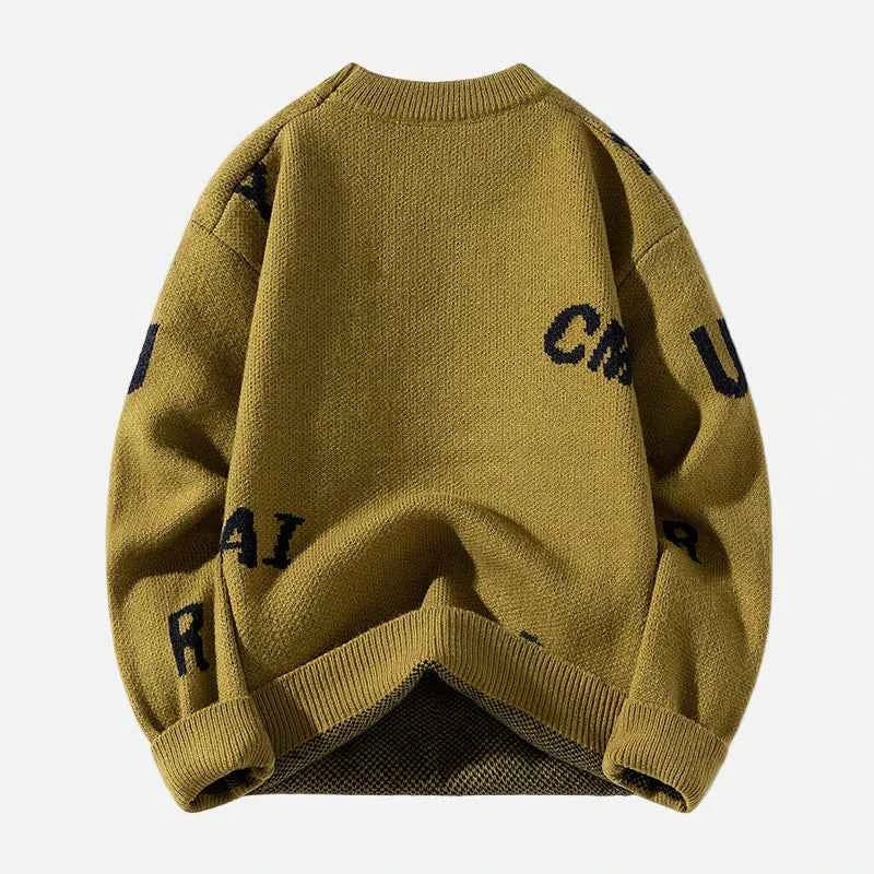 Cozy Letter Print Knitted Casual Sweater