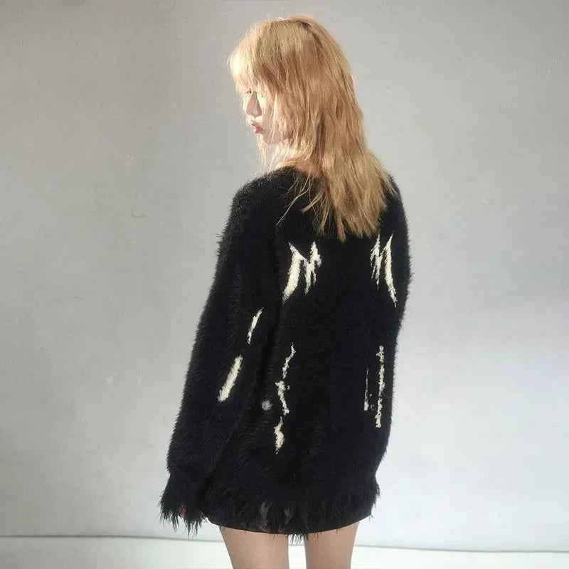 Gothic Distressed Grunge Knitted Sweater