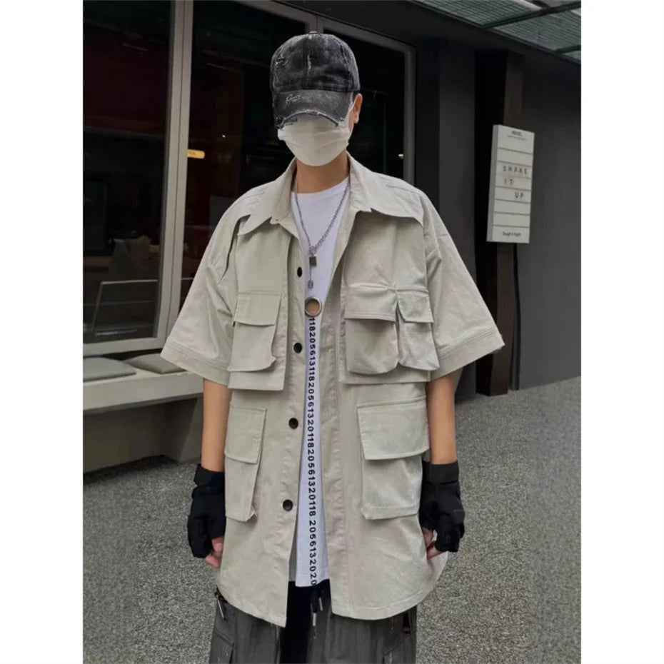 Punk Oversized Cargo Function Techwear Shirt