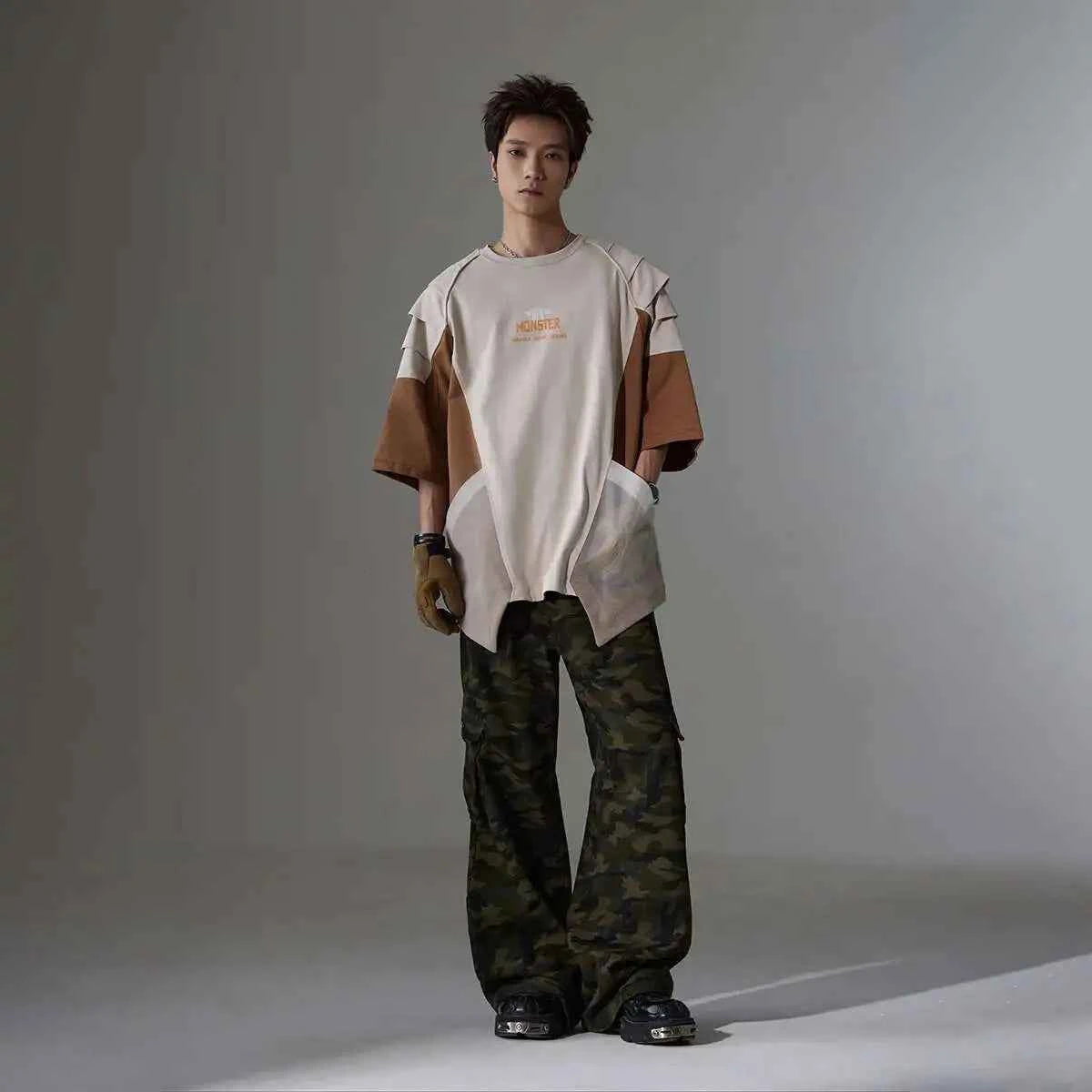 Bold Deconstructed Color Block T-Shirt