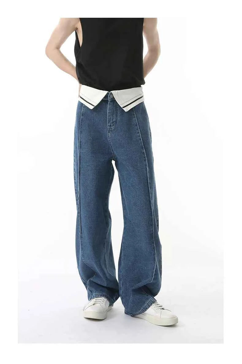 High quality personalized fold waist Jeans