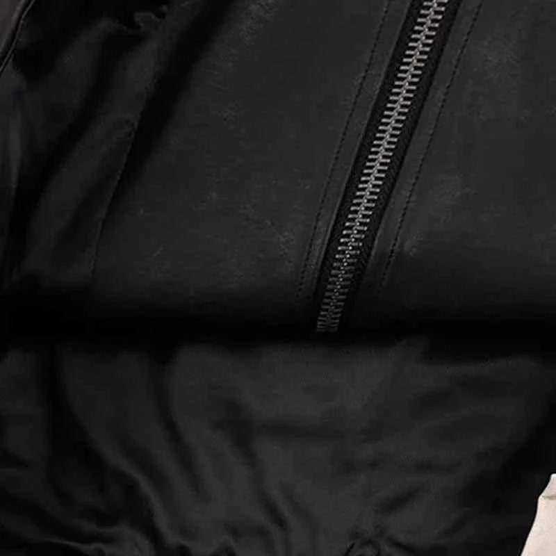 Contrasting Color Leather Jacket