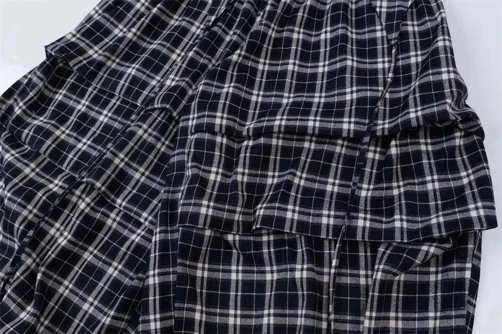 Trendy Streetwear Plaid Casual with Letter Pants