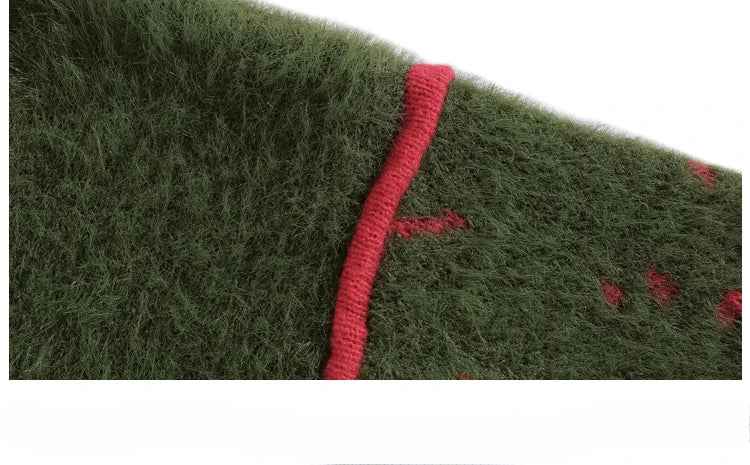 Christmas Contrast Color Lapel Knitwear Sweater