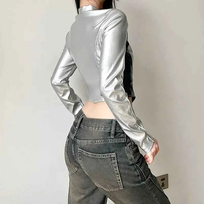 Spicy Warrior Color Block Leather Jacket