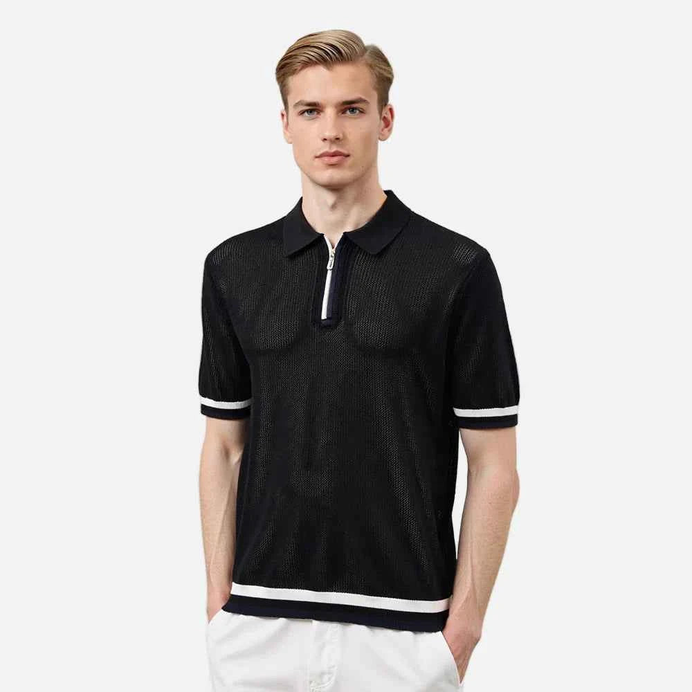 Breathable Striped Slim Fit Polo T-Shirt