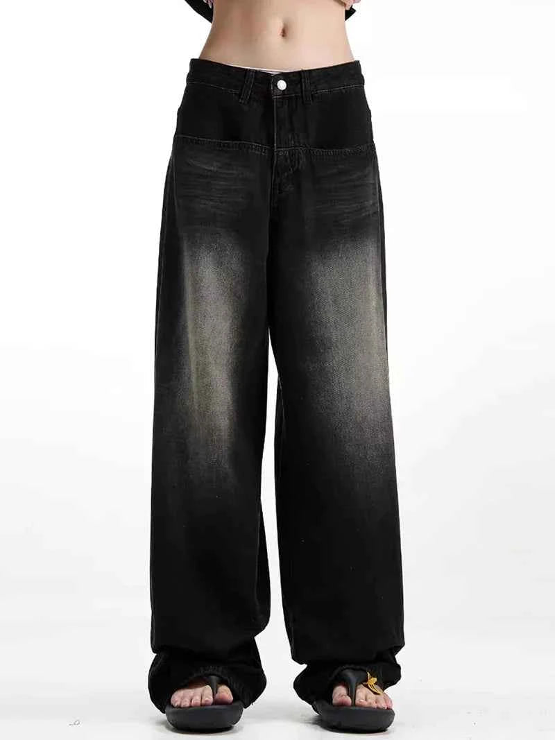 Retro Cool Whiskers Black Washed Jeans