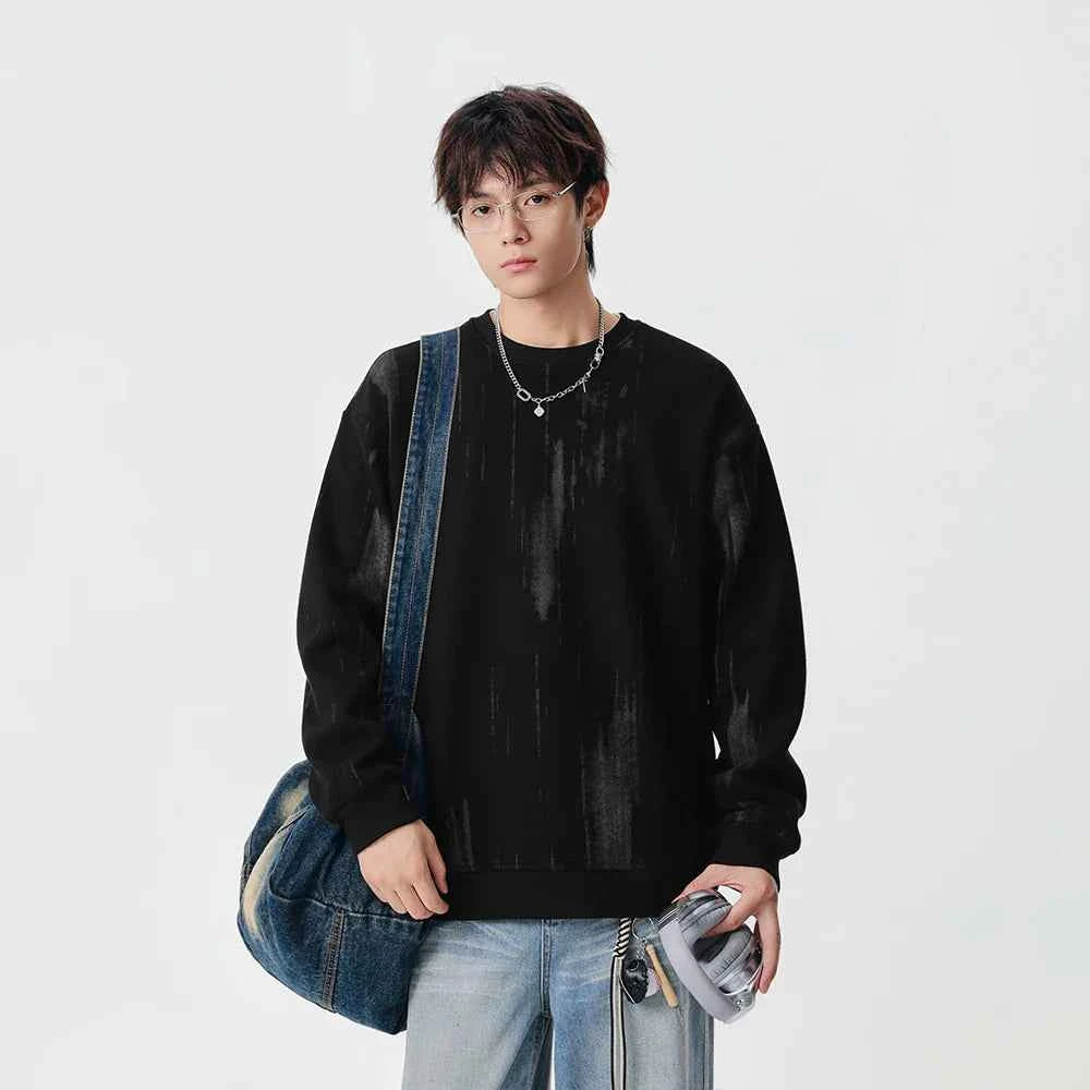 Streetwear Distressed Crew Neck Sweatshirt
