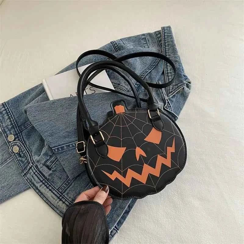 Color Blocking Halloween Pumpkin Shoulder Bag