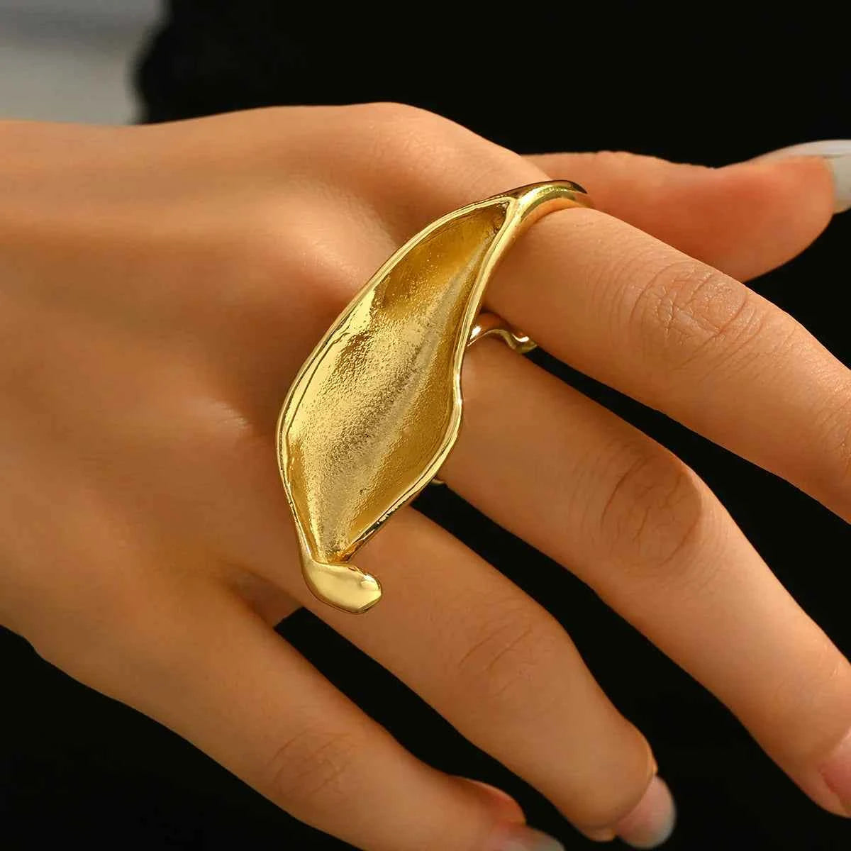 Artistic Gold Calla Lily Statement Ring