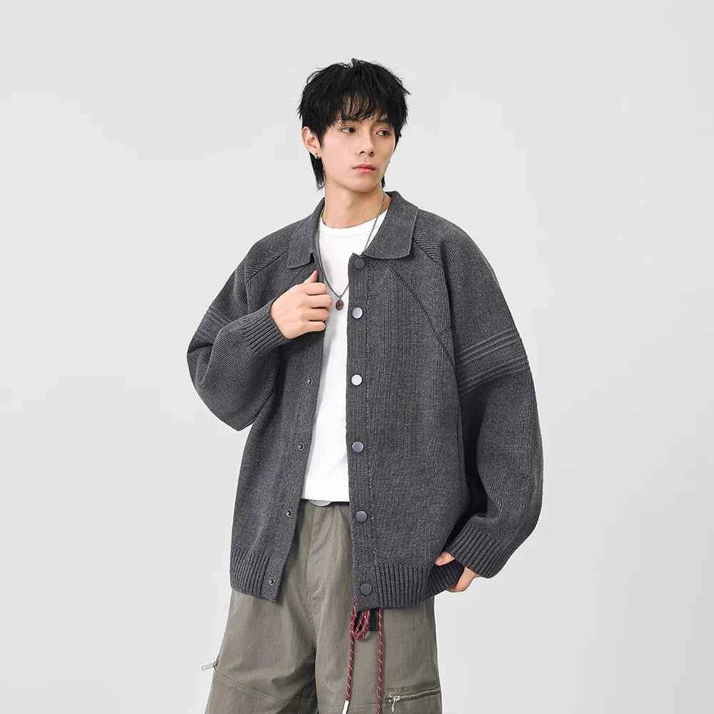 Versatile Solid Color Button Front Knitted Cardigan