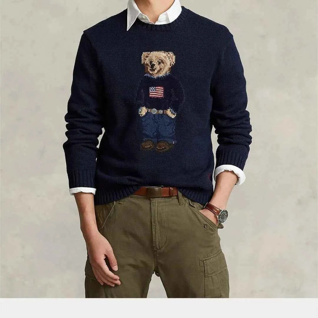 Embroidered National Flag Teddy Bear Sweater