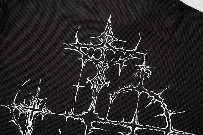 Graphic Print Fake Two Layered Long Sleeve T-Shirt