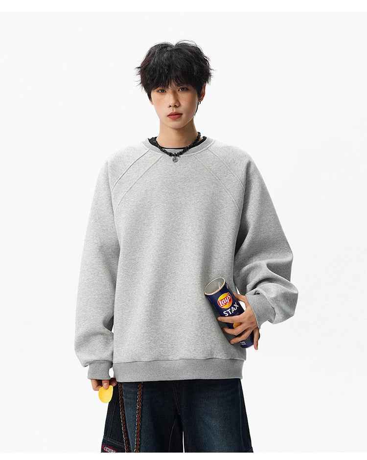 Solid Color Minimalist Round Neck Sweatshirt