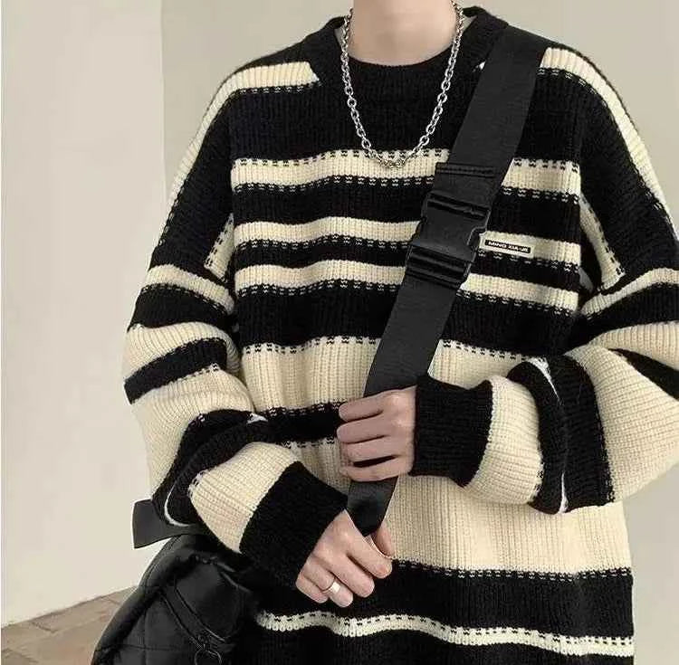 Y2K Striped Knitted Hip Hop Sweater