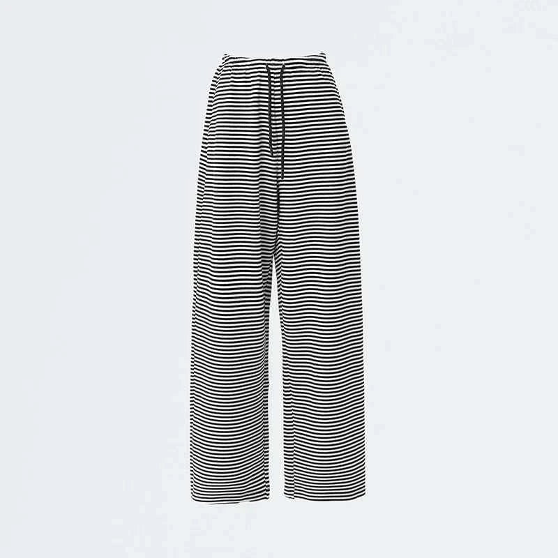 Womwn Winter Casual Striped High Waist Sweatpants