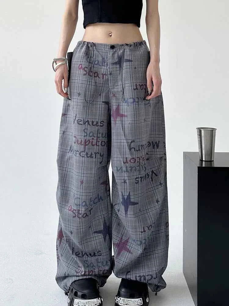 Hand-Painted Vintage Wide-Leg Casual Sweatpants
