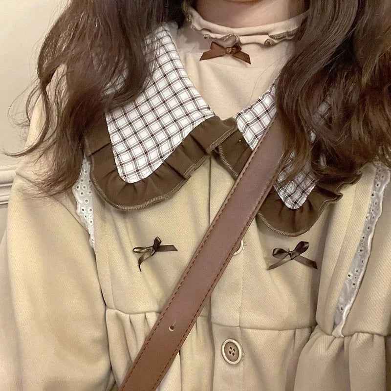 Women Cool Chic Korean Patchwork Peter Pan Shirt