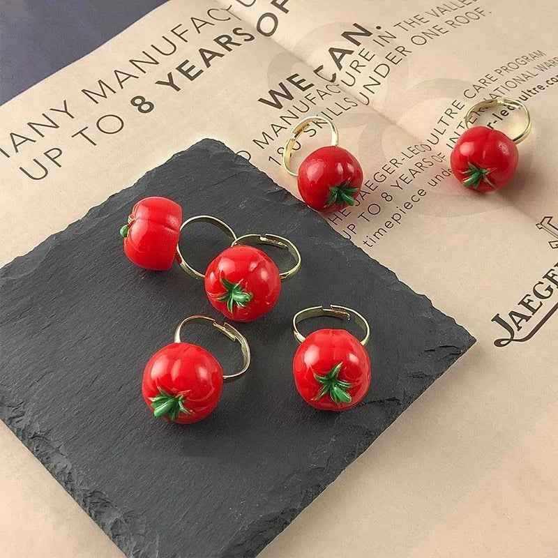 Colorful Tomato Cartoon Resin Rings