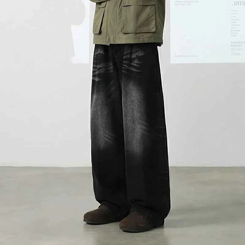 Y2K American Style Distressed Wide Leg Denim Jeans