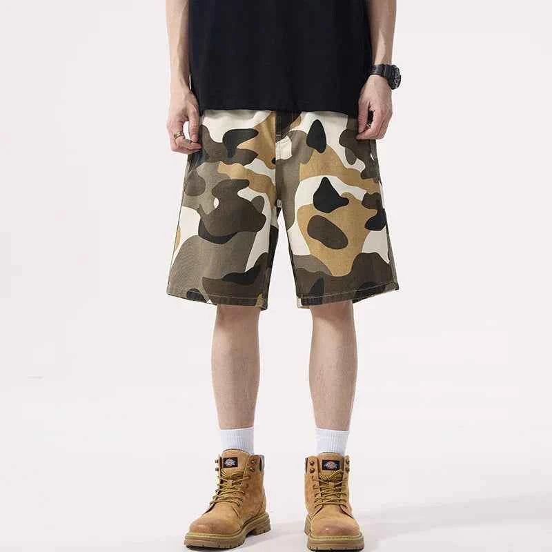 Men Flattering Camouflage Denim Cargo Short