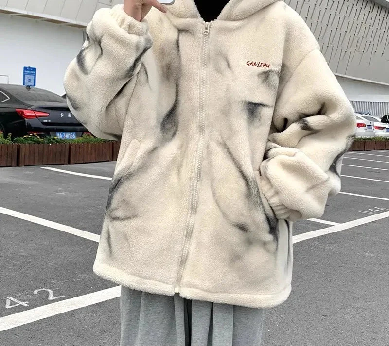 Y2K Warm Thickened Lapel Hooded Faux Fur Jacket - Luxuryurbanwear