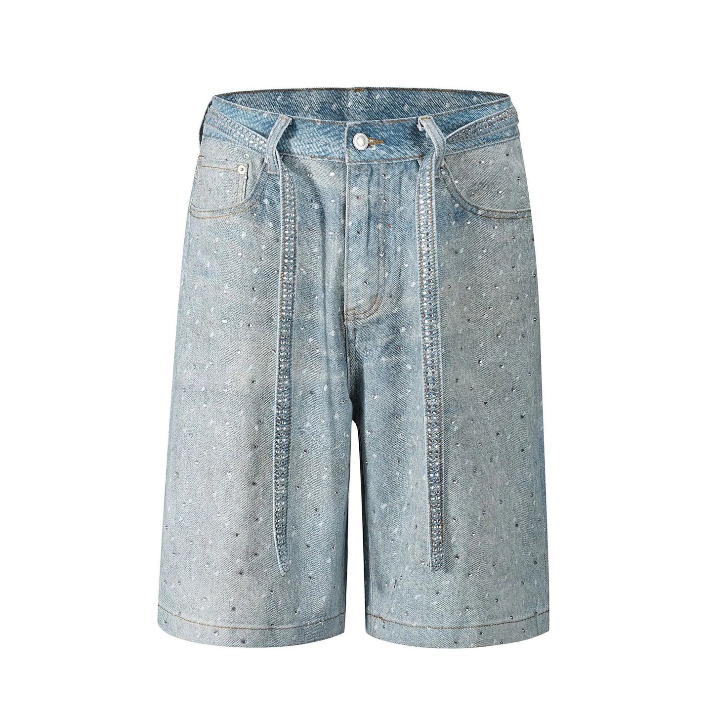 Heat-melting Rhinestone Denim Shorts