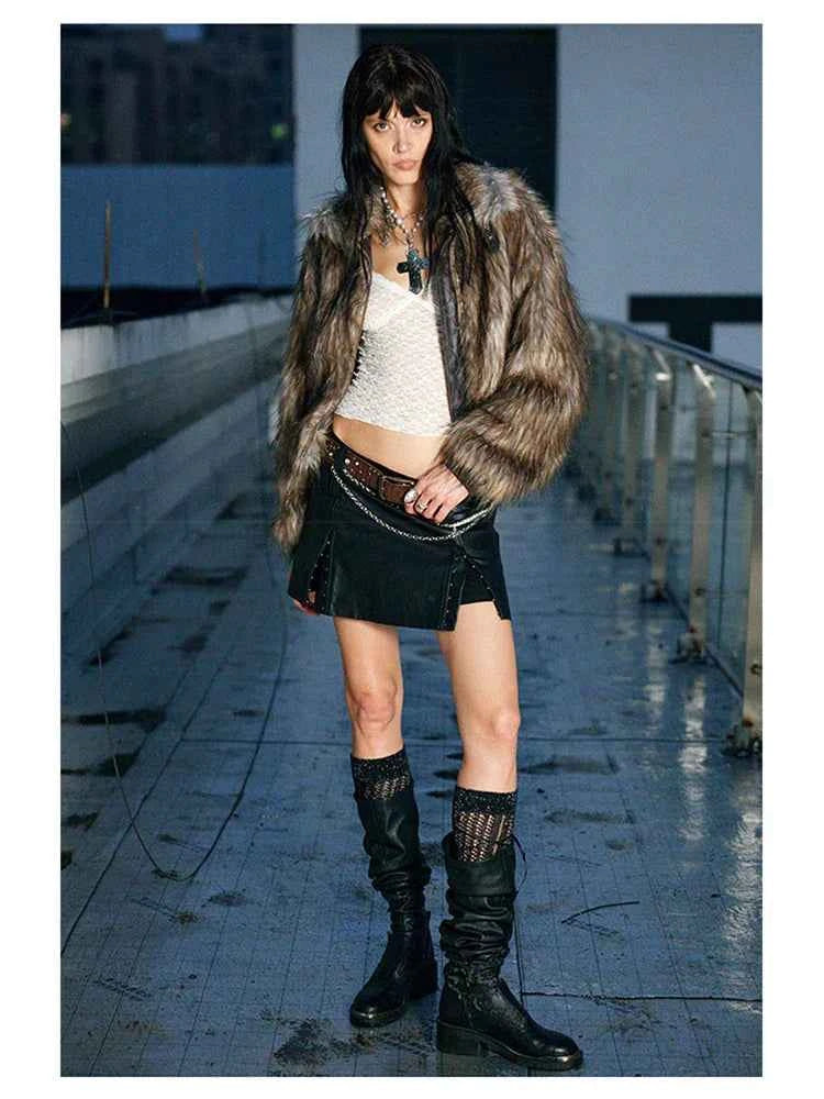 Women Vintage Luxury Thick Faux Fur Coat Jacket