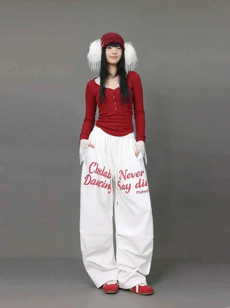 Streetwear American Style Letter Print Sweatpants