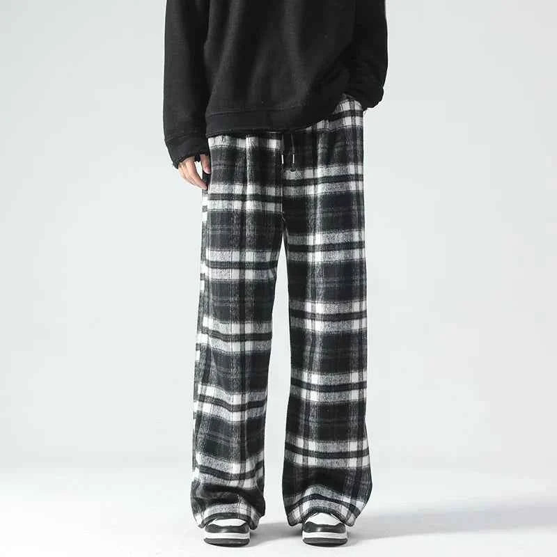 Autumn Fashionable Plaid Wide Leg Sweatpants